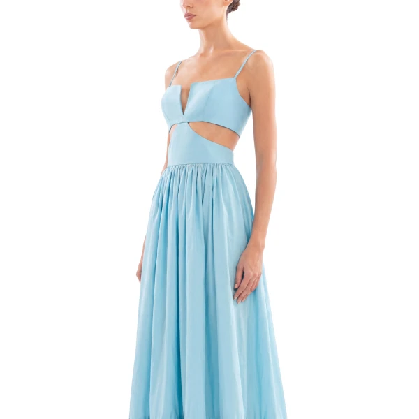 Saiid Kobeisy Taffeta Midi Dress in Aqua Sky, view 4