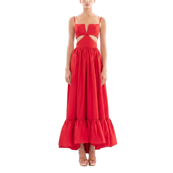 Saiid Kobeisy Taffeta Midi Dress in Space Cherry, view 2