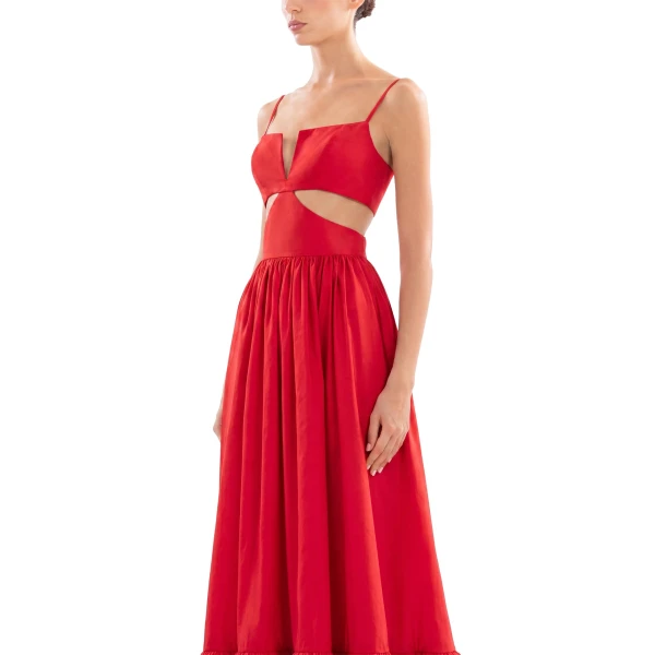 Saiid Kobeisy Taffeta Midi Dress in Space Cherry, view 4