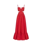 Saiid Kobeisy Taffeta Midi Dress in Space Cherry