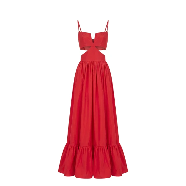 Taffeta Midi Dress in Space Cherry