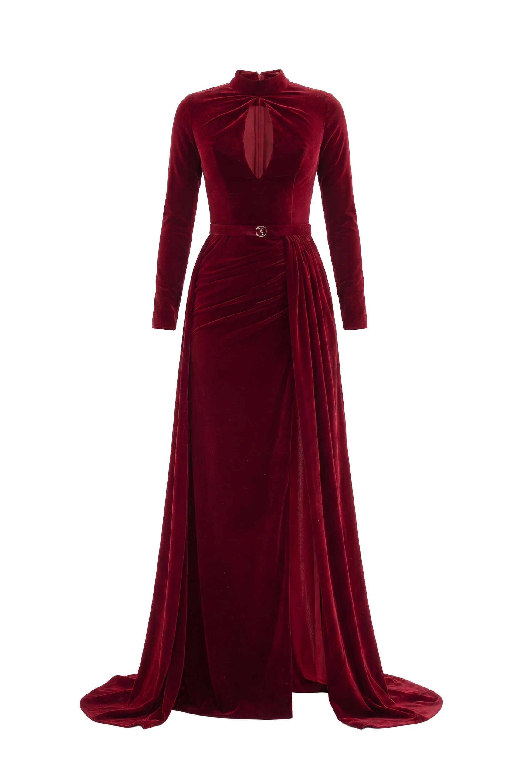 Saiid Kobeisy Velvet Long Dress in Burgundy Saiid Kobeisy Velvet Long Dress in Burgundy, Style 31
