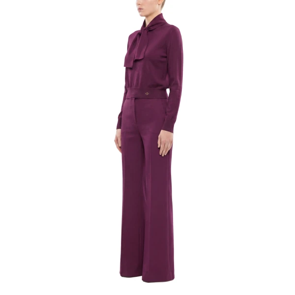 Saiid Kobeisy Wool Bow Blouse in Italian Plum, view 3