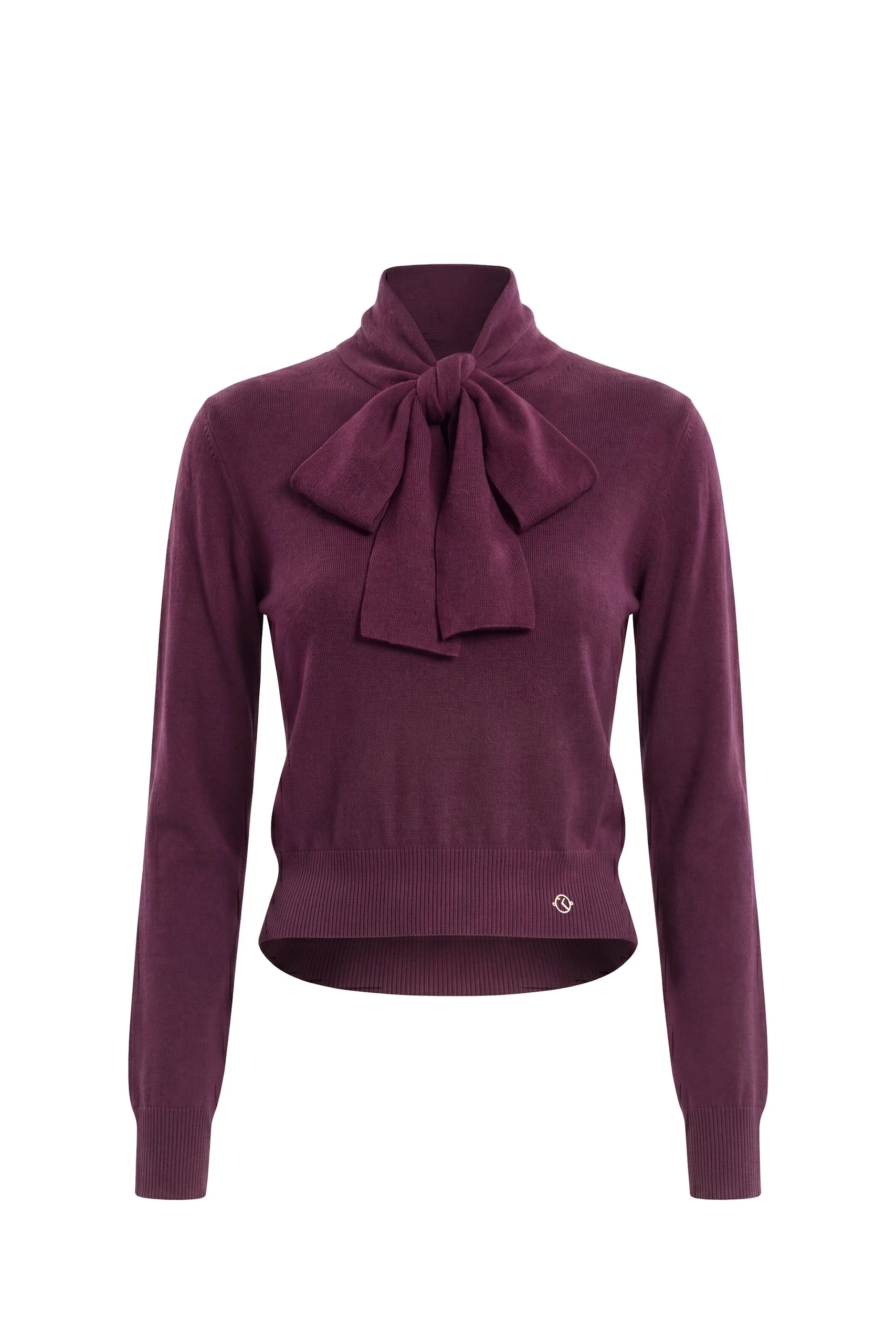 Saiid Kobeisy Wool Bow Blouse in Italian Plum | Tops | Coveti Saiid Kobeisy Wool Bow Blouse in Italian Plum