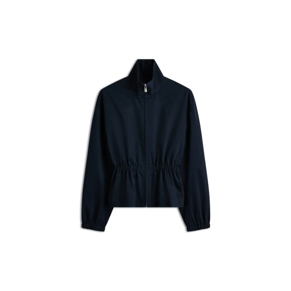Brushed Cotton Funnel Neck Jacket in Navy