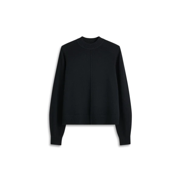 Cashmere Wool Crew Sweater in Black