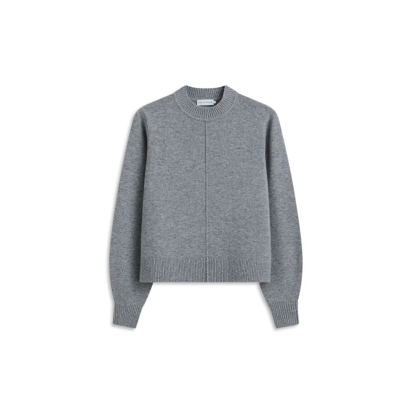 Cashmere Wool Crew Sweater in Gravel