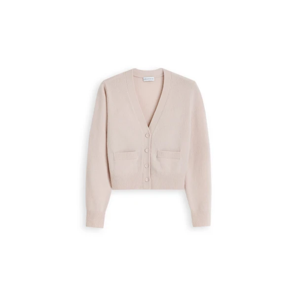 Cashmere Wool V-Neck Cardigan in Angel