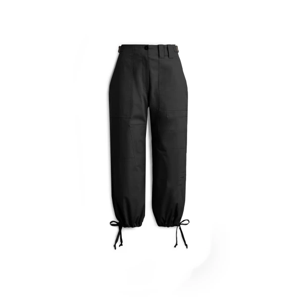 Cotton Sateen Cropped Cargo in Black