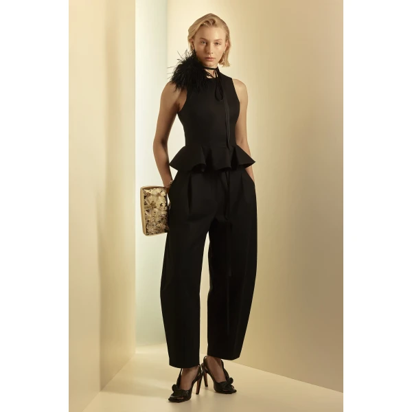 Cotton Sateen Pleat Trouser