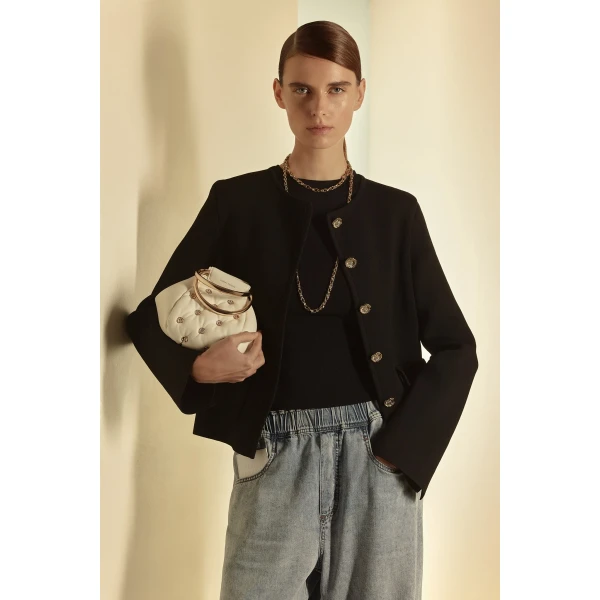 Crepe Knit Patch Pocket Jacket