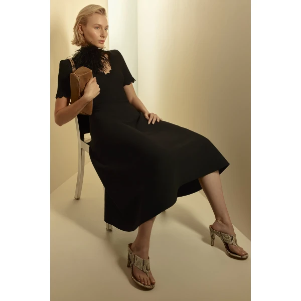 Crepe Knit Poppy Crochet Dress
