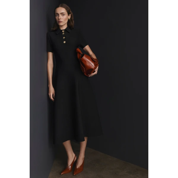 Crepe Knit Poppy Shirt Dress
