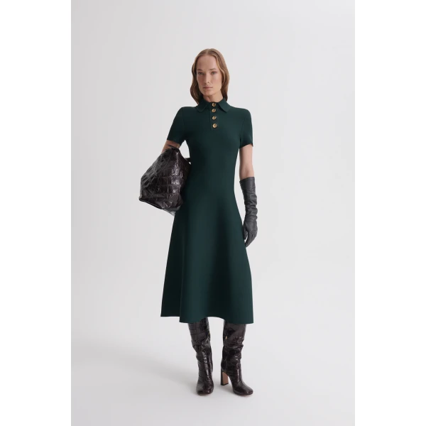 Crepe Knit Poppy Shirt Dress