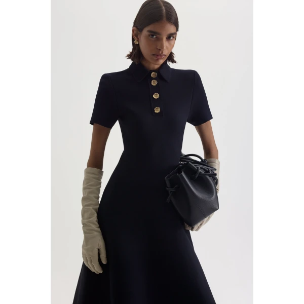 Crepe Knit Poppy Shirt Dress