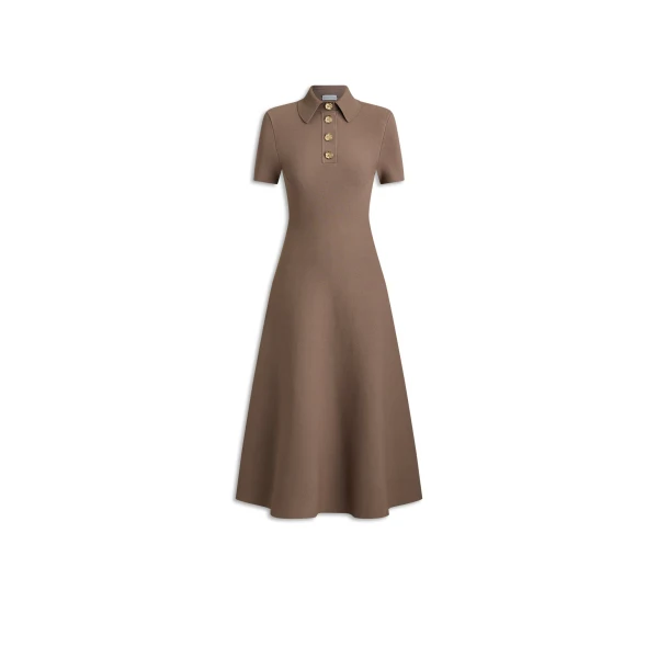 Crepe Knit Poppy Shirt Dress in Whiskey