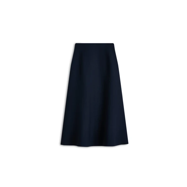 Crepe Knit Soft Hem Skirt in Navy
