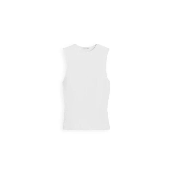 Crepe Knit Tweed Singlet in Cream