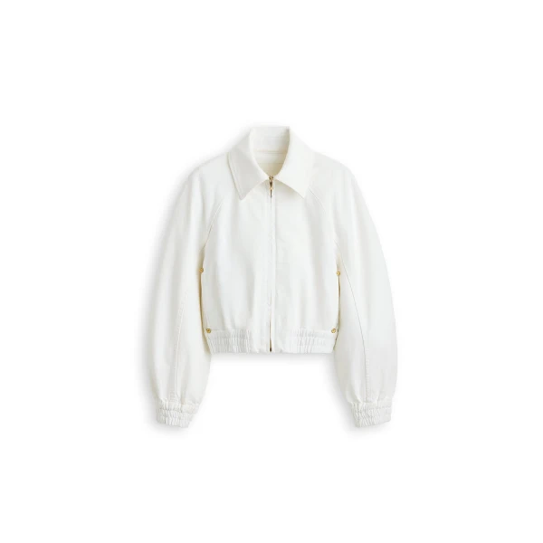Denim Bomber in White