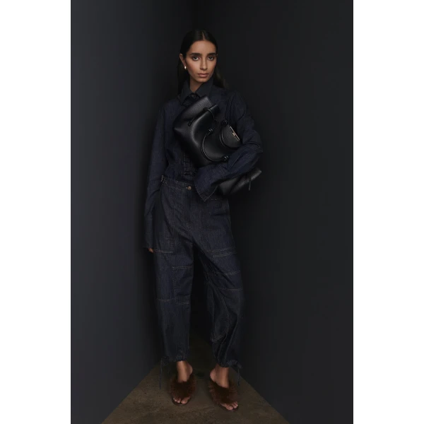 Denim Cropped Cargo Jean