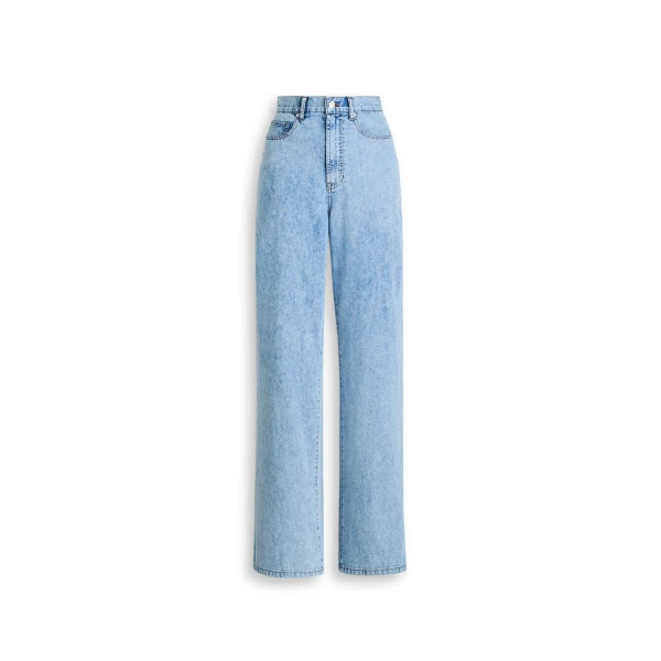 Denim Drape Leg Jean in Snow Wash