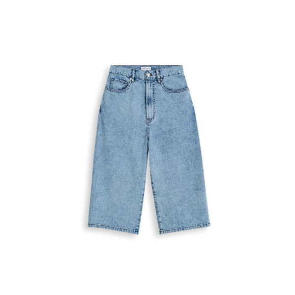 Denim Drape Leg Short in Snow Wash