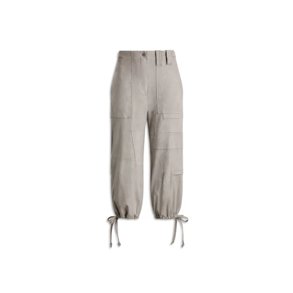Faux-Suede Crop Cargo in Stone