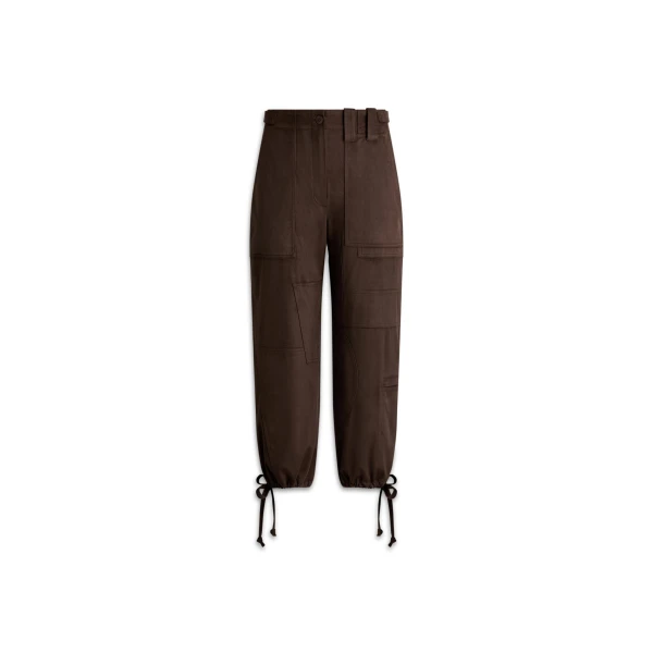 Faux-Suede Crop Cargo in Taupe