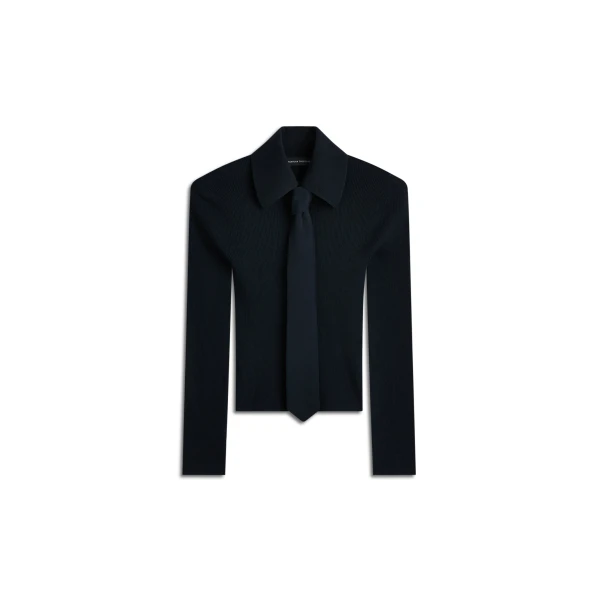 Knit Tie Shirt in Navy