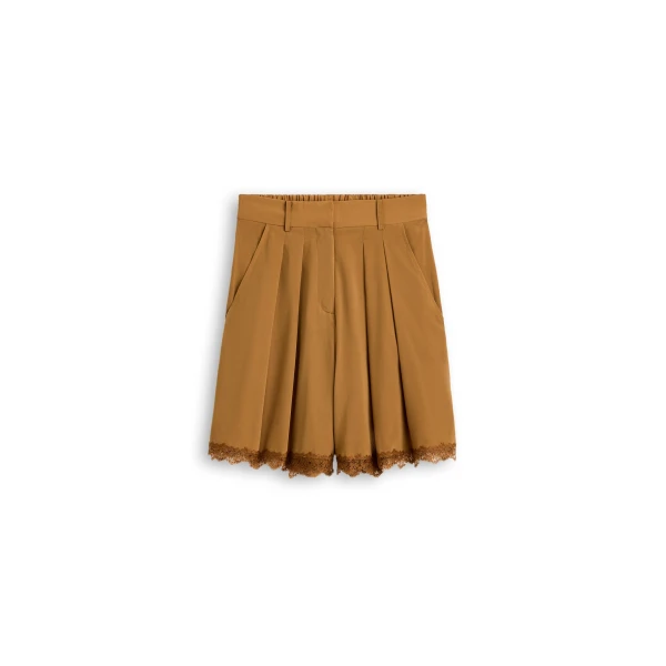 Lace Trim Silk Short in Topaz