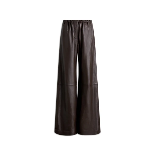Leather Soft Waist Trouser in Cafe