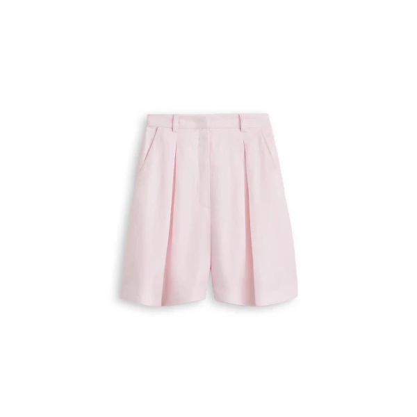 Linen Soft Pleat Short in Sky Pink