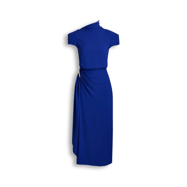 Luna Drape Dress in Cobalt