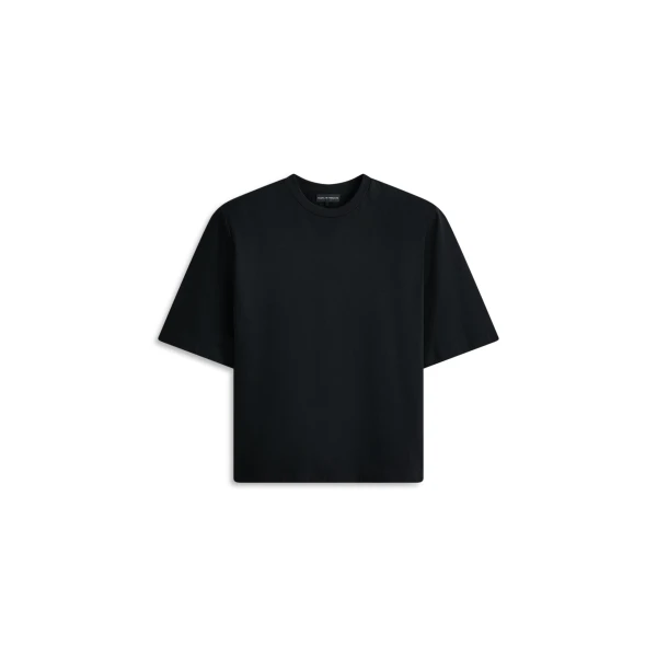 Mercerised Oversize Shoulder Pad Tee in Black