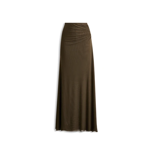 Mesh Draped Skirt in Jungle