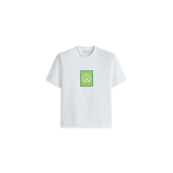 Peace Shoulder Pad T-Shirt in White Lime