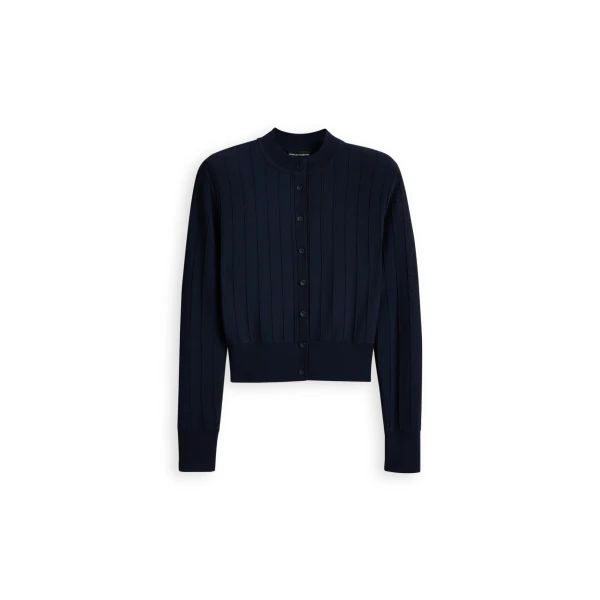 Pleat Rib Cardigan in Navy