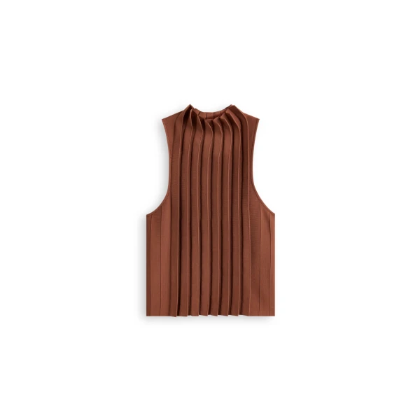 Pleat Tailored Tank in Hazel