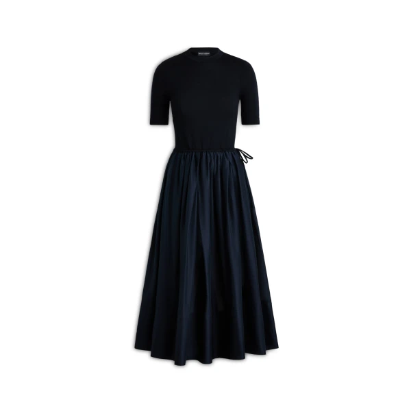Polished Voile Sweater Dress in Navy