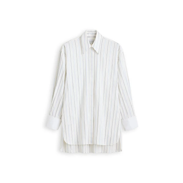 Poppy French Cuff Shirt in White Marine