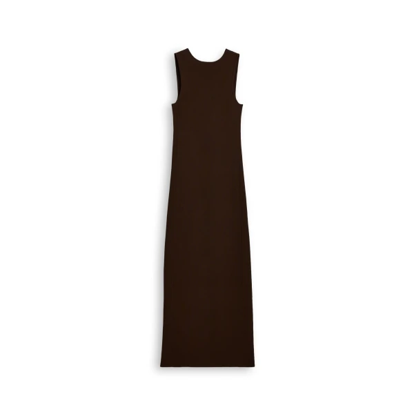 Rib Crew Neck Dress in Chocolate