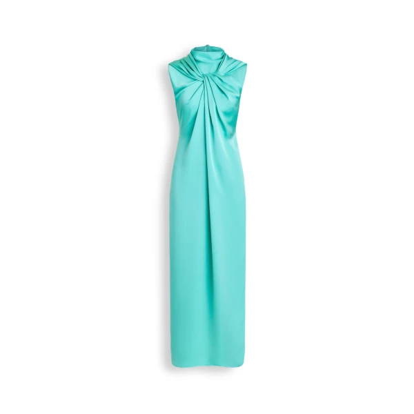 Satin Drape Dress in Opal