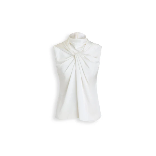 Satin Drape Top in White