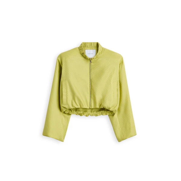 Silk Chain Jacquard Bomber in Celery