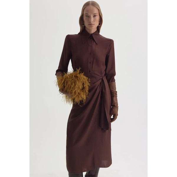 Silk Chain Jacquard Wrap Dress