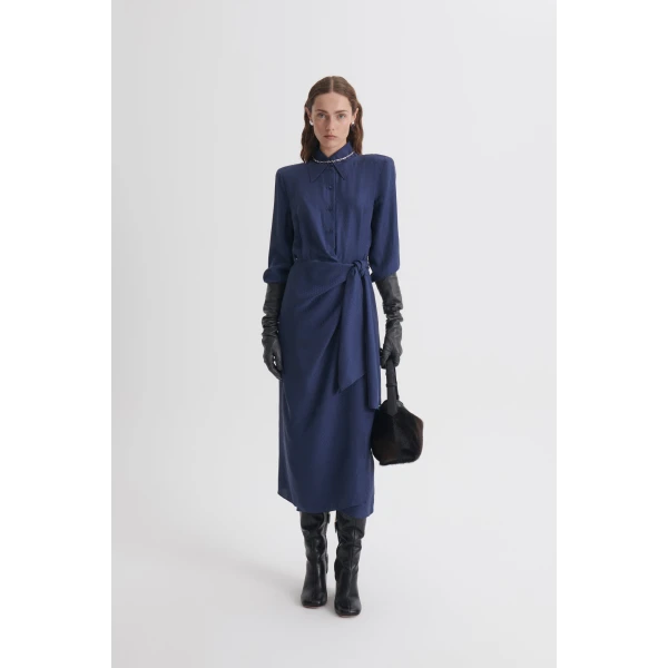 Silk Chain Jacquard Wrap Dress
