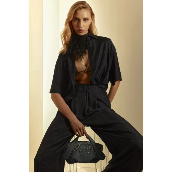 Silk Jacquard Crop Shirt