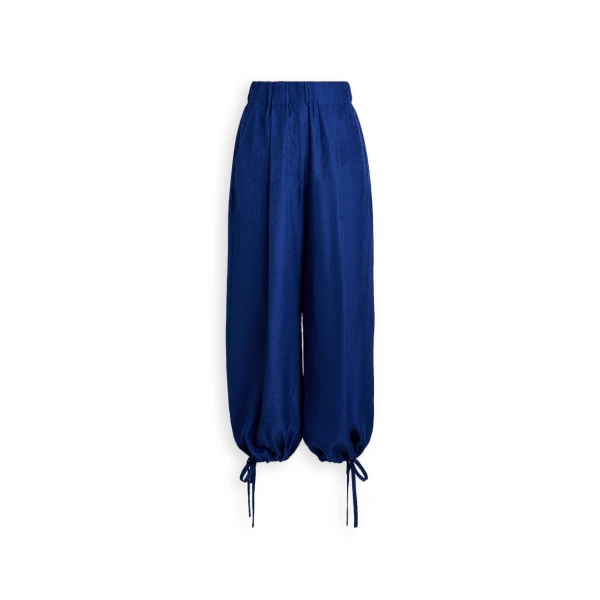 Silk Jacquard Crop Trouser in Ocean