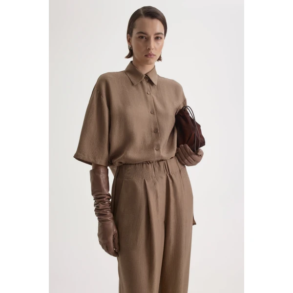 Silk Jacquard Short Sleeve Shirt