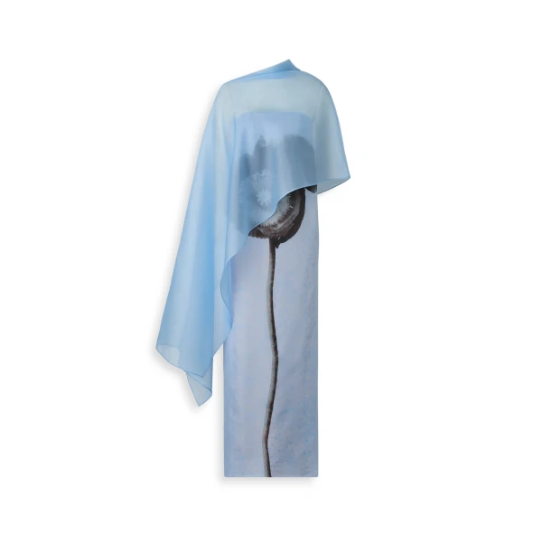Silk Organza Poppy Gown in Blue